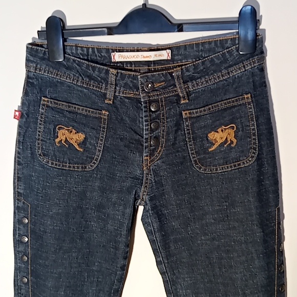 Parasuco Diamond Jeans Low Rise Wide Leg Size 30 Blue W 15" R 8" I 32" - Picture 3 of 15